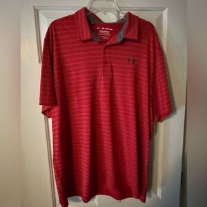 Under Armour Men's Striped Red Polo